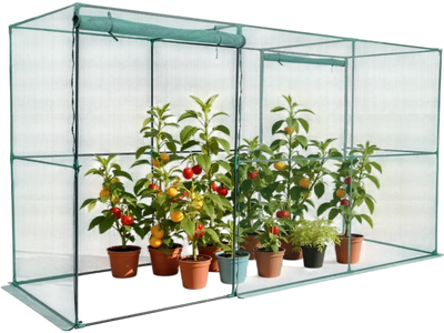 VEVOR Crop Cage, 11.6 x 3.9 x 6.3 ft Plant Protection Tent with Zippered Door, Wind-Resistant Tall Crop Cage, Easy to Install, Outdoor Raised Bed Cover, Tomato Plant Netting for Garden Patio Lawn