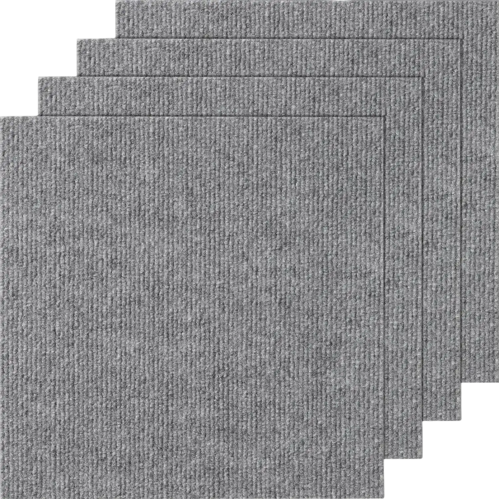 VEVOR Carpet Tiles Peel and Stick, 12” x 12” Squares Self Adhesive Carpet Floor Tile, Soft Padded Carpet Tiles, Easy Install DIY for Bedroom Living Room Indoor Outdoor (12 Tiles, Light Gray)