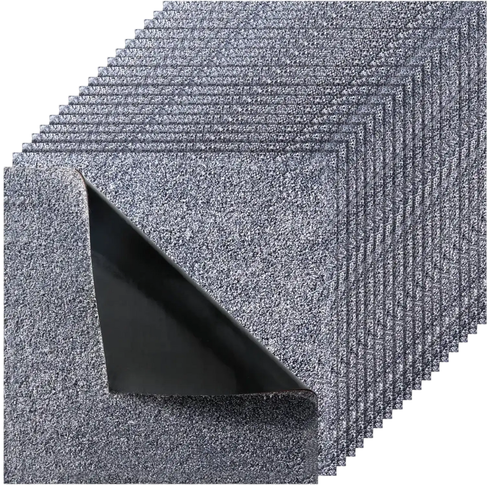 VEVOR Carpet Tiles 18x18 inch, 10 Pack Carpet Square Rug Detachable & Damage-free, Self Adhesive Home Floor Soft Plush Padded for 22.5sq.ft Coverage, Easy DIY for Living Room & Bedroom, Gray