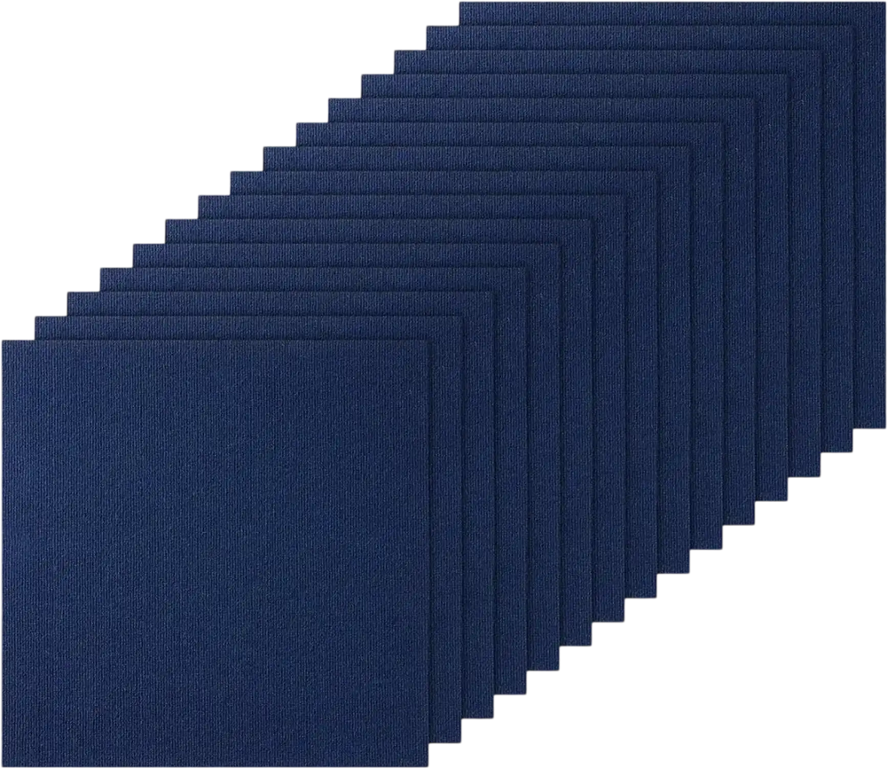 VEVOR Carpet Tiles Peel and Stick, 24” x 24” Squares Self Adhesive Carpet Floor Tile, Soft Padded Carpet Tiles, Easy Install DIY for Bedroom Living Room Indoor Outdoor (15Tiles, Dark Blue)