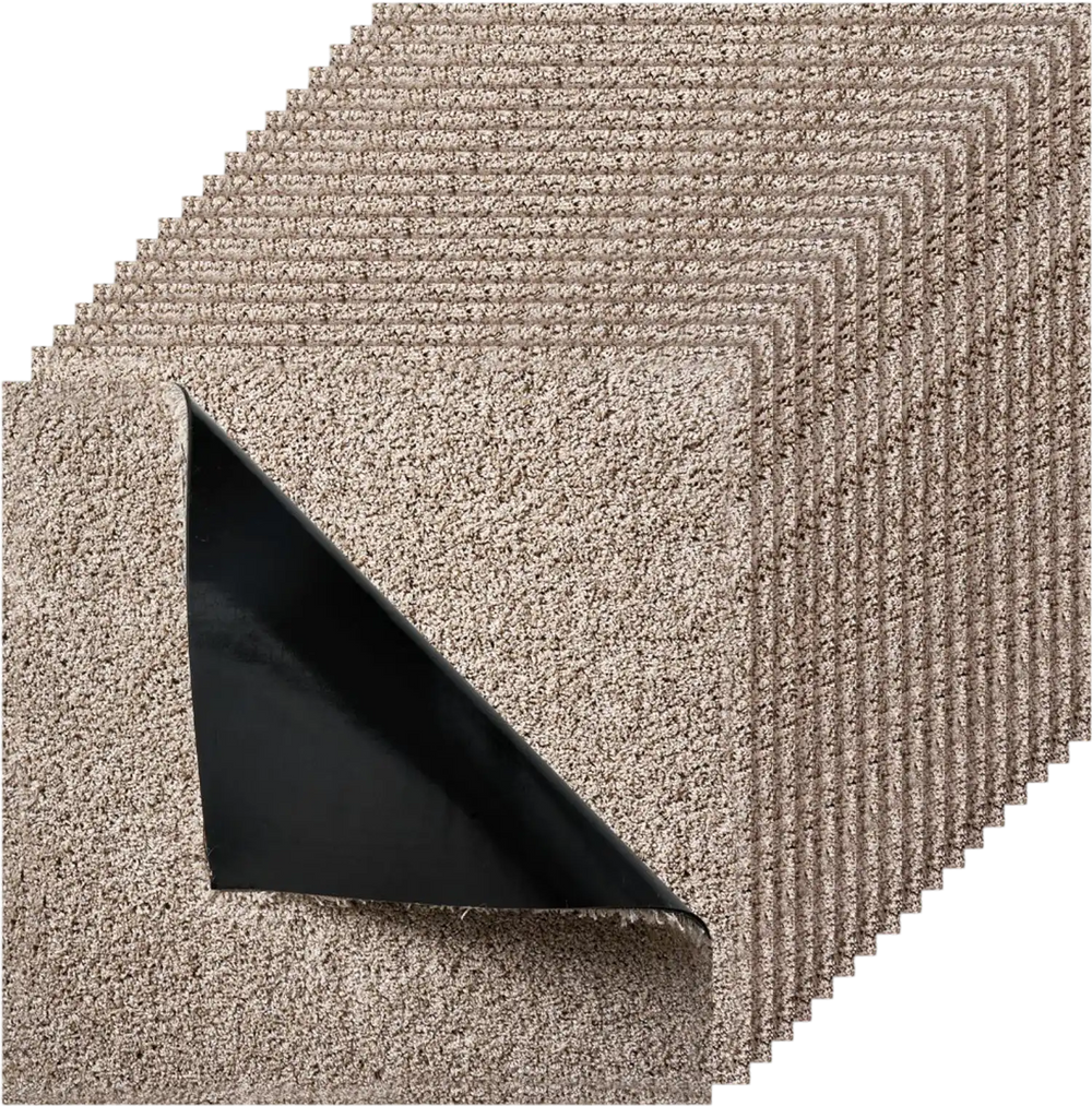 VEVOR Carpet Tiles 18x18 inch, 10 Pack Carpet Square Rug Detachable & Damage-free, Self Adhesive Home Floor Soft Plush Padded for 22.5sq.ft Coverage, Easy DIY for Living Room & Bedroom, Light Brown