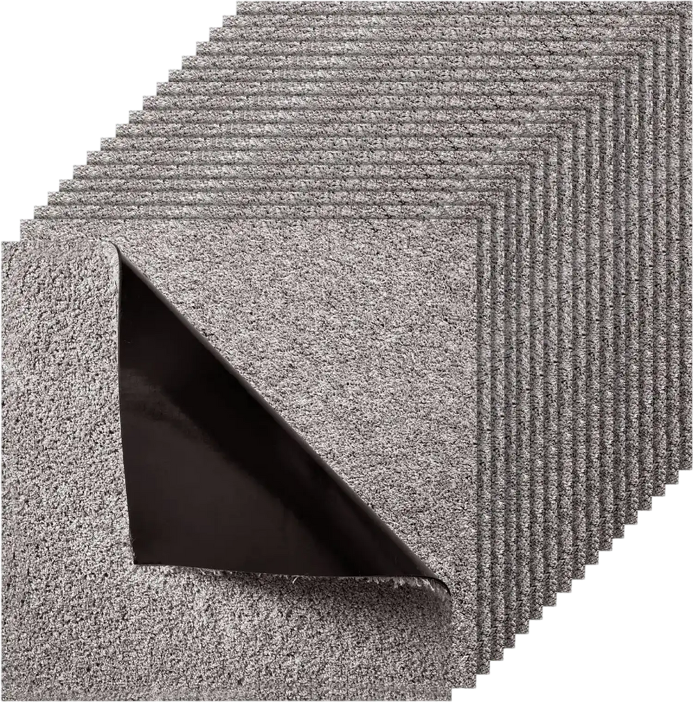 VEVOR Carpet Tiles 18x18 inch, 10 Pack Carpet Square Rug Detachable & Damage-free, Self Adhesive Home Floor Soft Plush Padded for 22.5sq.ft Coverage, Easy DIY for Living Room & Bedroom, Dark Brown