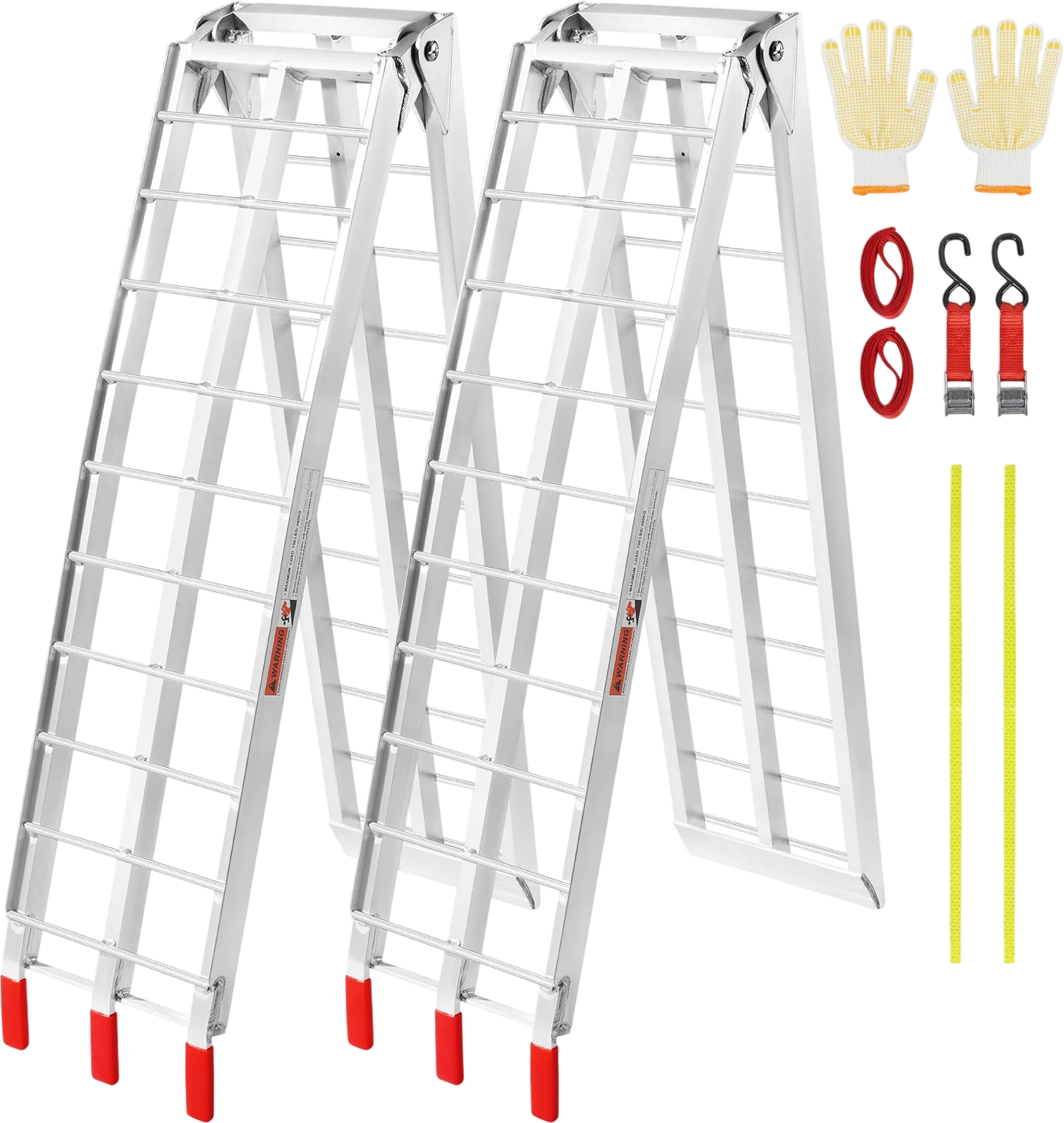 Vevor Aluminum Loading Ramps 89 x 12 in. Foldable 1500 lb. Capacity with Load Straps New