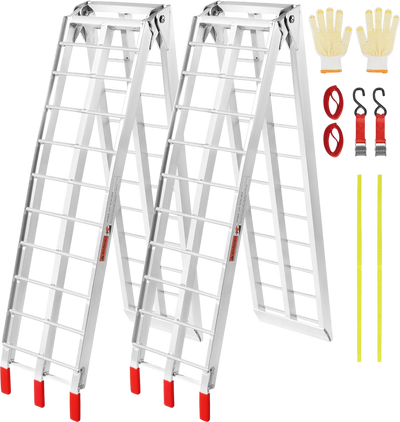 Vevor Aluminum Loading Ramps 89 x 12 in. Foldable 1500 lb. Capacity with Load Straps New