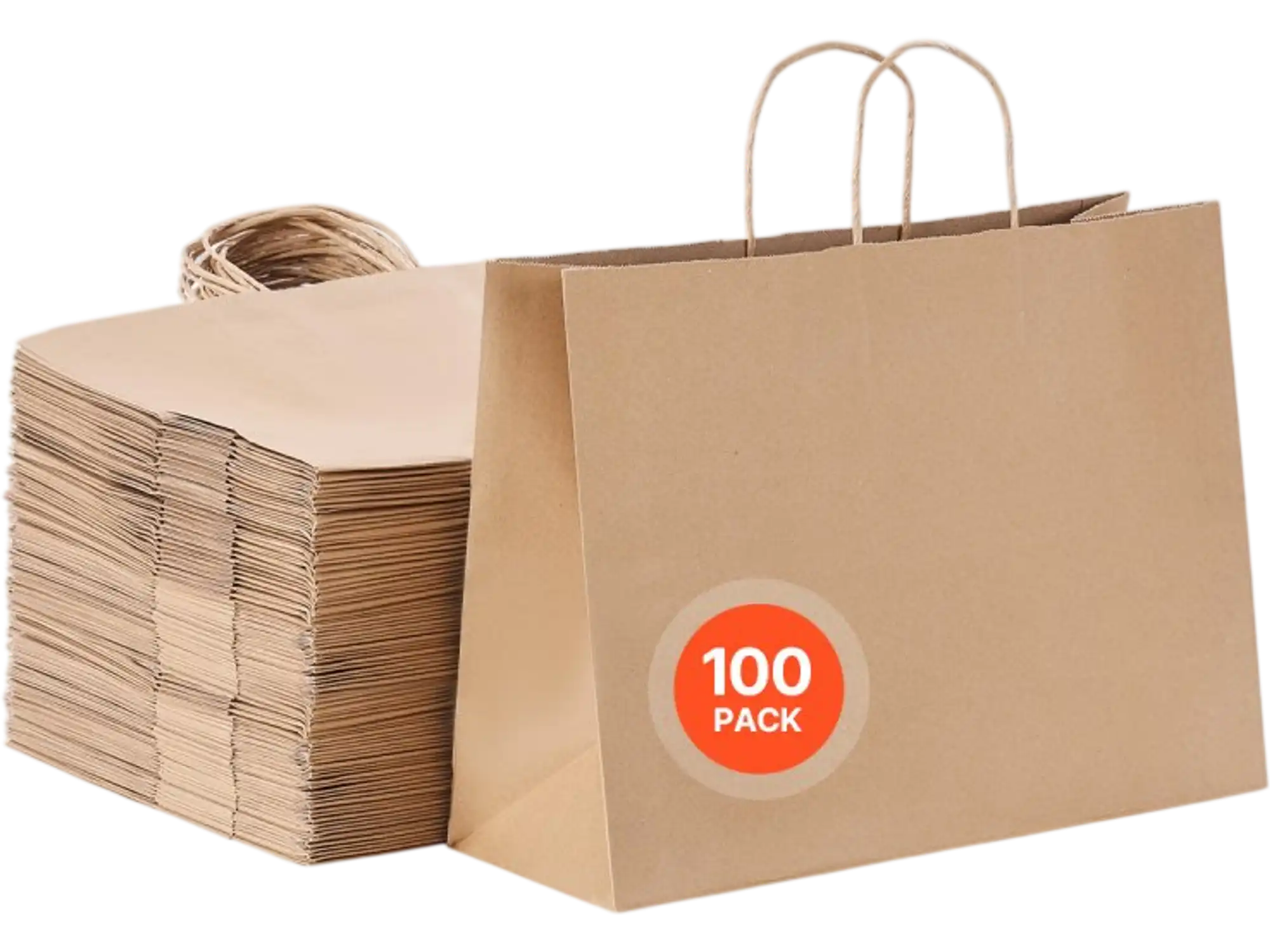 Vevor Paper Bags Kraft Grocery Bags with Handles 100 Pack 16 x 6 x 12