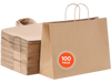 VEVOR Kraft Paper Bags with Handles, 100Pcs 16 x 6 x 12 in, Large Paper Grocery Bags, Reusable & Recycled Take-Out Sacks, Plain Party Bag Bulk for Birthday, Wedding, Business, Goody, Brown