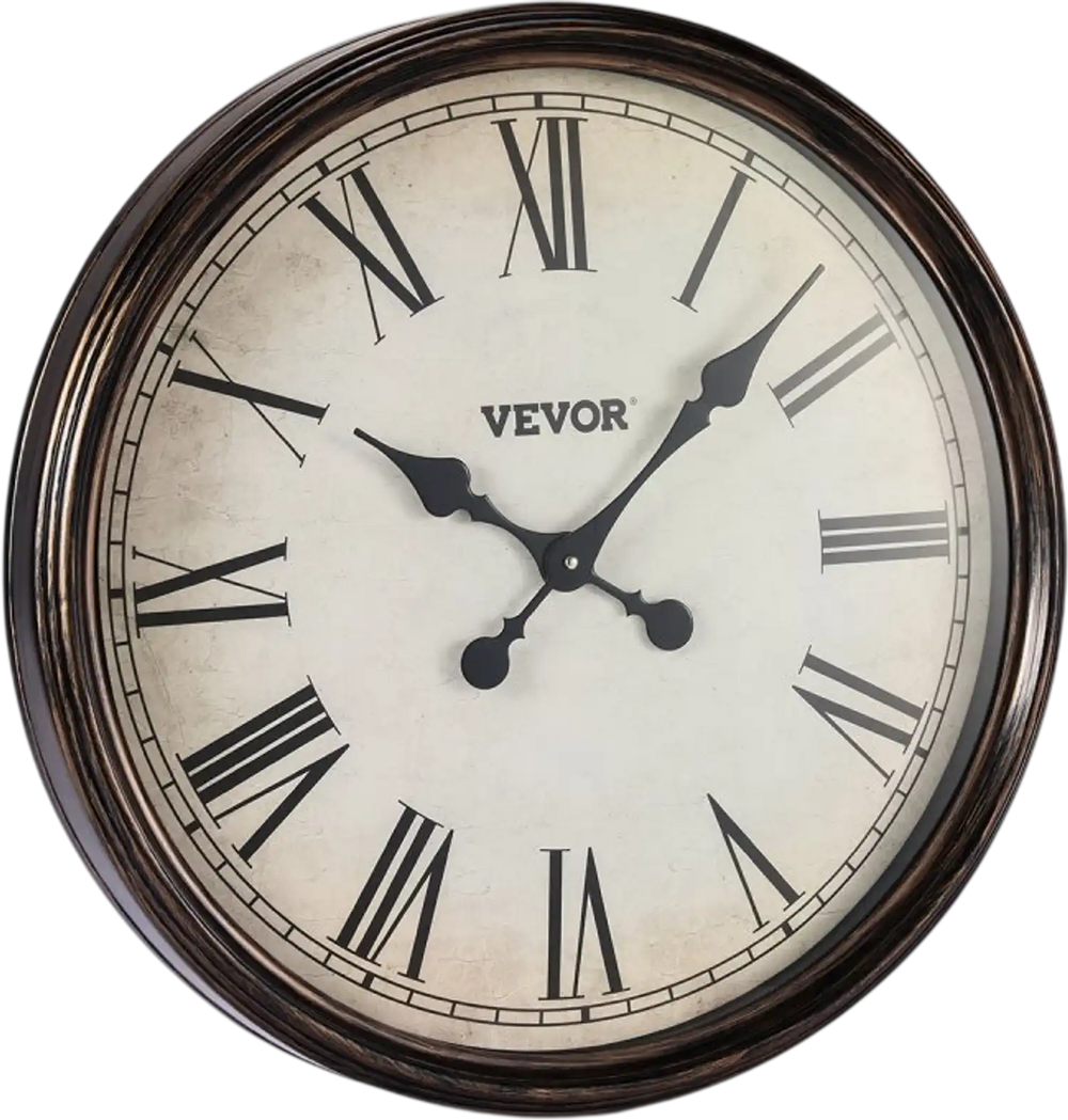 VEVOR Wall Clock, 20 in Wall Clock Roman Numerals, Battery Operated Non Ticking Silent Classic Decorative Round Clocks, for Living Room Bedroom Office Kitchen Dining Room Home Decor Farmhouse, Brown