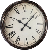 VEVOR Wall Clock, 20 in Wall Clock Roman Numerals, Battery Operated Non Ticking Silent Classic Decorative Round Clocks, for Living Room Bedroom Office Kitchen Dining Room Home Decor Farmhouse, Brown