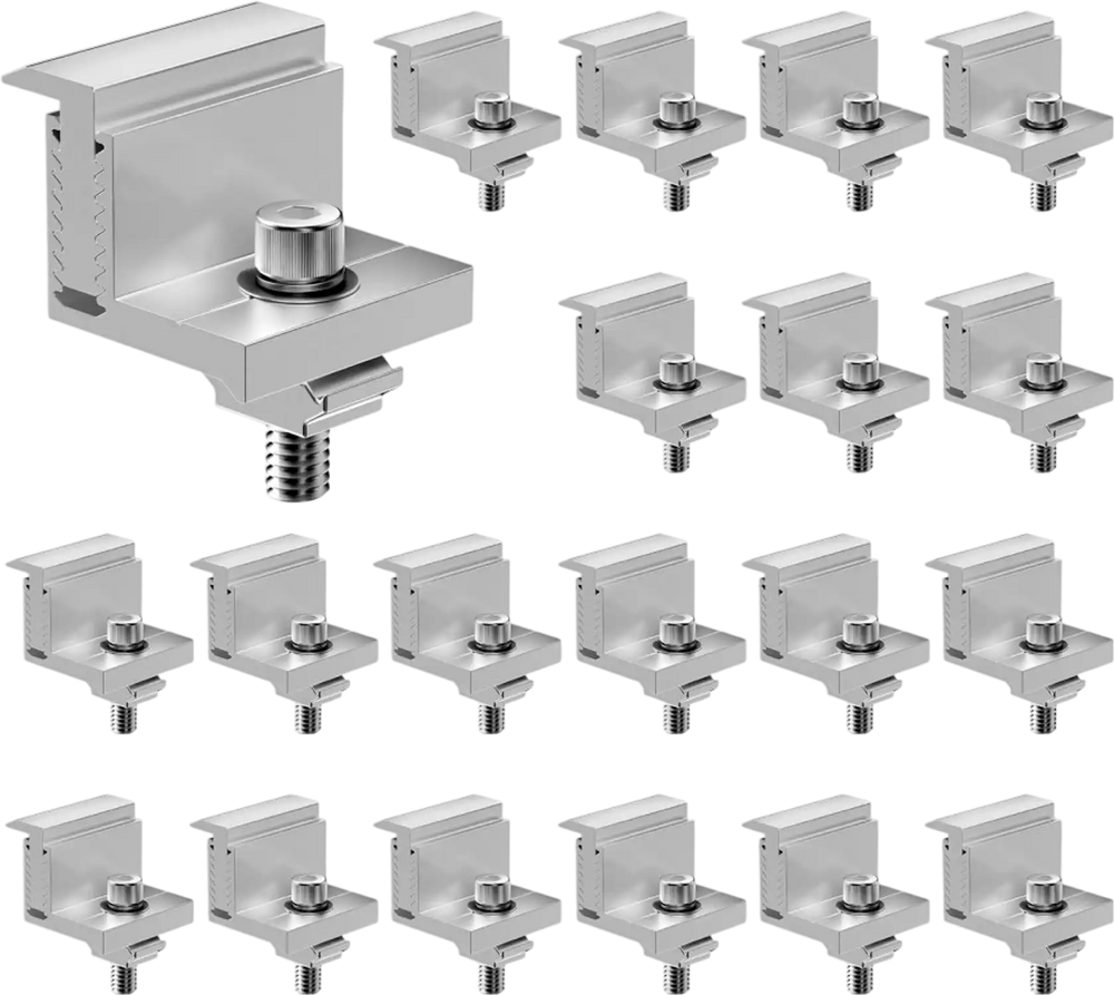 VEVOR Solar Panel Z Mounting Brackets, 35-50mm Adjustable Solar Panel End Clamps, Lightweight Anodized Aluminum Solar Panel Mount Z Brackets for RVs, Campers, Boats, Walls, Roof (20 PCS)