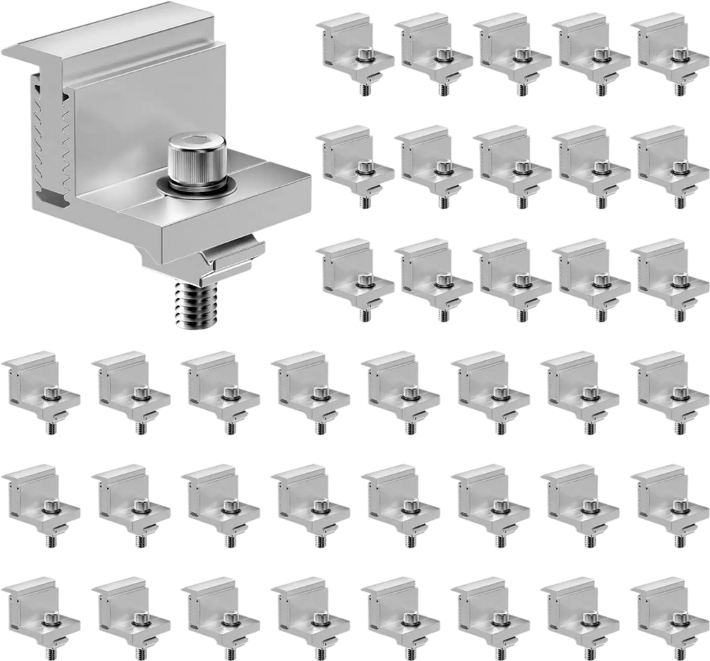 VEVOR Solar Panel Z Mounting Brackets, 35-50mm Adjustable Solar Panel End Clamps, Lightweight Anodized Aluminum Solar Panel Mount Z Brackets for RVs, Campers, Boats, Walls, Roof (40 PCS)