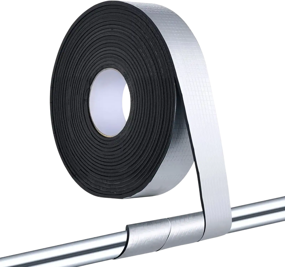 VEVOR Pipe Insulation Wrap, 32.8 FT x 2-inch Pipe Insulation Tape with Aluminum Foil Layer, Self-Adhesive Foam and Foil Pipes Wrap for Freeze Protection, Heat & Cold Resistant for Outdoor Indoor Use