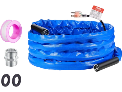 VEVOR 30ft Heated Water Hose for RV, Heated Drinking Water Hose with Corrugated Cover Antifreeze to -45°F, Automatic Self-regulating, 5/8