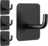 VEVOR Adhesive Hooks, 4 Pack Self-Adhesive Towel Coat Hooks, Heavy-Duty Wall Hook Hold 15 lbs (Max), Stainless Steel Sticky Hanger, for Bathroom, Kitchen, Hanging Towel, Coat & Keys (Matte Black)
