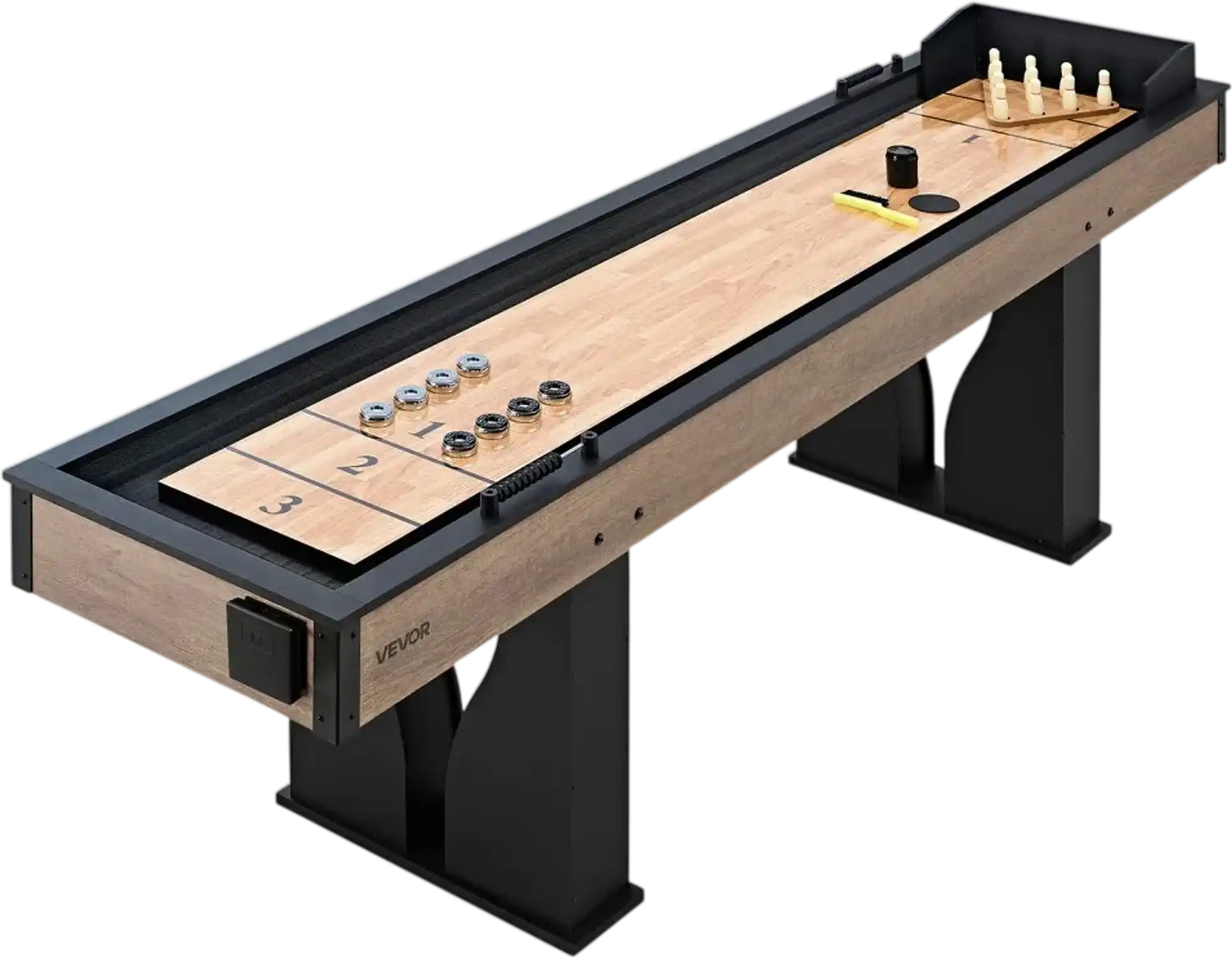 Vevor Shuffleboard Table 9' LED 2-in-1 Bowling Combo Set New