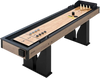 VEVOR 9 ft LED Shuffleboard Table, 2 in 1 Shuffleboard and Bowling Combo Set, Shuffle Board with Light‑Up Rails, Scratch-Resistant Playfield, 8 Pucks, Bowling Set, Wax, Brush, for Family Game Room