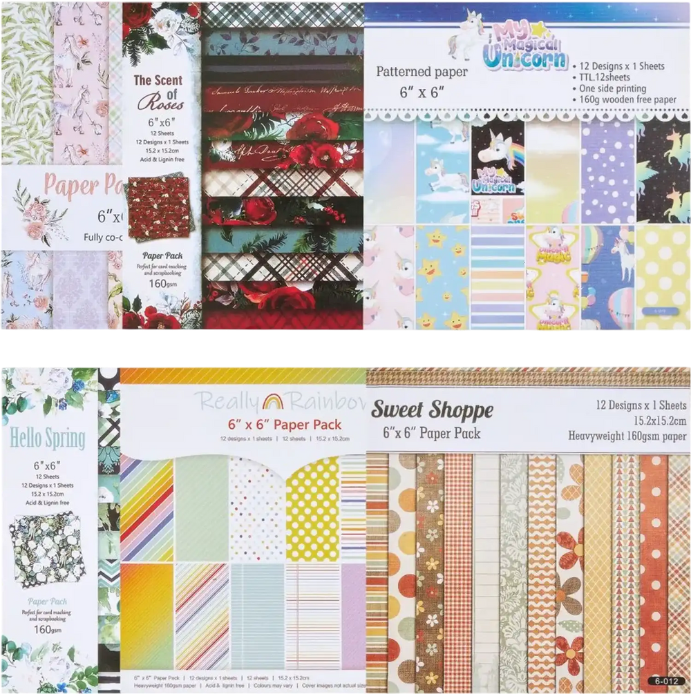 VEVOR Scrapbook Paper, 72 Sheets, 6 x 6 in Mixed Special Patterned Paper Set for VEVOR Die Cutting and Embossing Machine, Vibrant Color, for Decorations, Scrapbooking, Card Making, and DIY Crafting