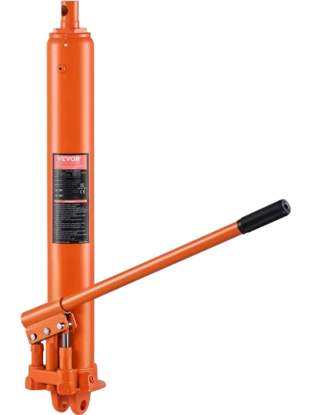 VEVOR Hydraulic Long Ram Jack, 8 Ton Engine Hoist Cylinder with Double Piston Pump And Clevis Base, Hydraulic Ram Cylinder for Engine Lift Hoists, Hydraulic Garage/Shop Cranes, Mechanical, Farm