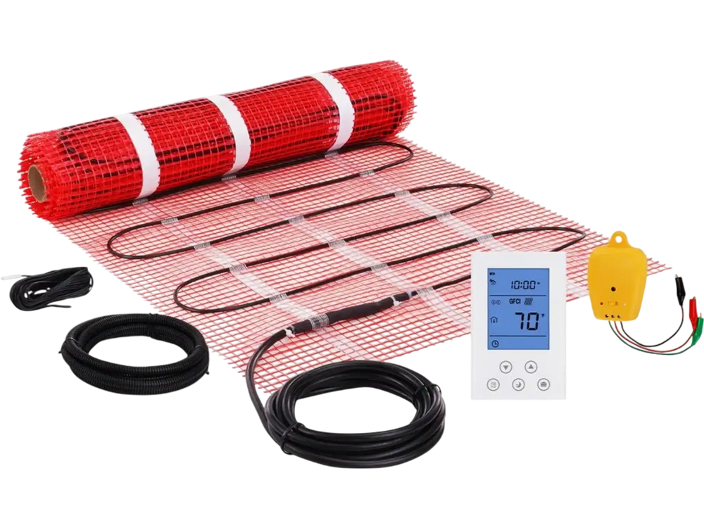 VEVOR Floor Heating Mat, 20 Sq. ft, Electric Radiant In-Floor Heated Warm System with Digital Floor Sensing Thermostat, Includes Installation Monitor, Adhesive Back for Easy Installation on The Floor