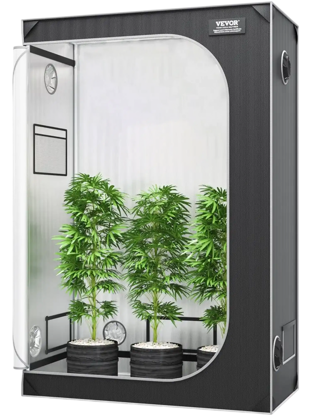 VEVOR 2x4 Grow Tent, 48'' x 24'' x 72'', High Reflective 2000D Mylar Hydroponic Growing Tent with Observation Window, Tool Bag and Floor Tray for Indoor Plants Growing