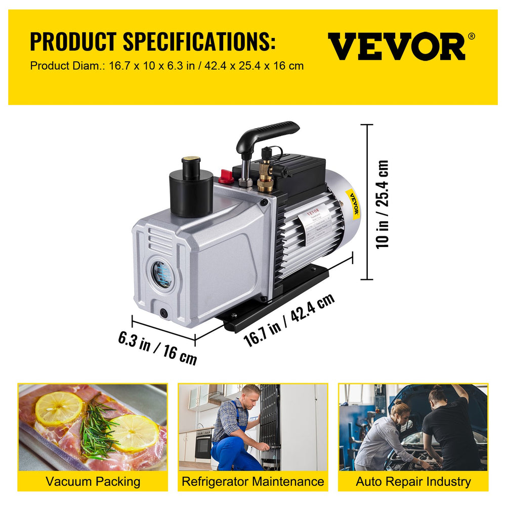 Vevor Vacuum Pump Single Stage 12CFM 1HP 110V 5PA New
