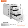 Vevor Outdoor Kitchen Drawers 14" x 20.3" x 23" Triple Access Stainless Steel New