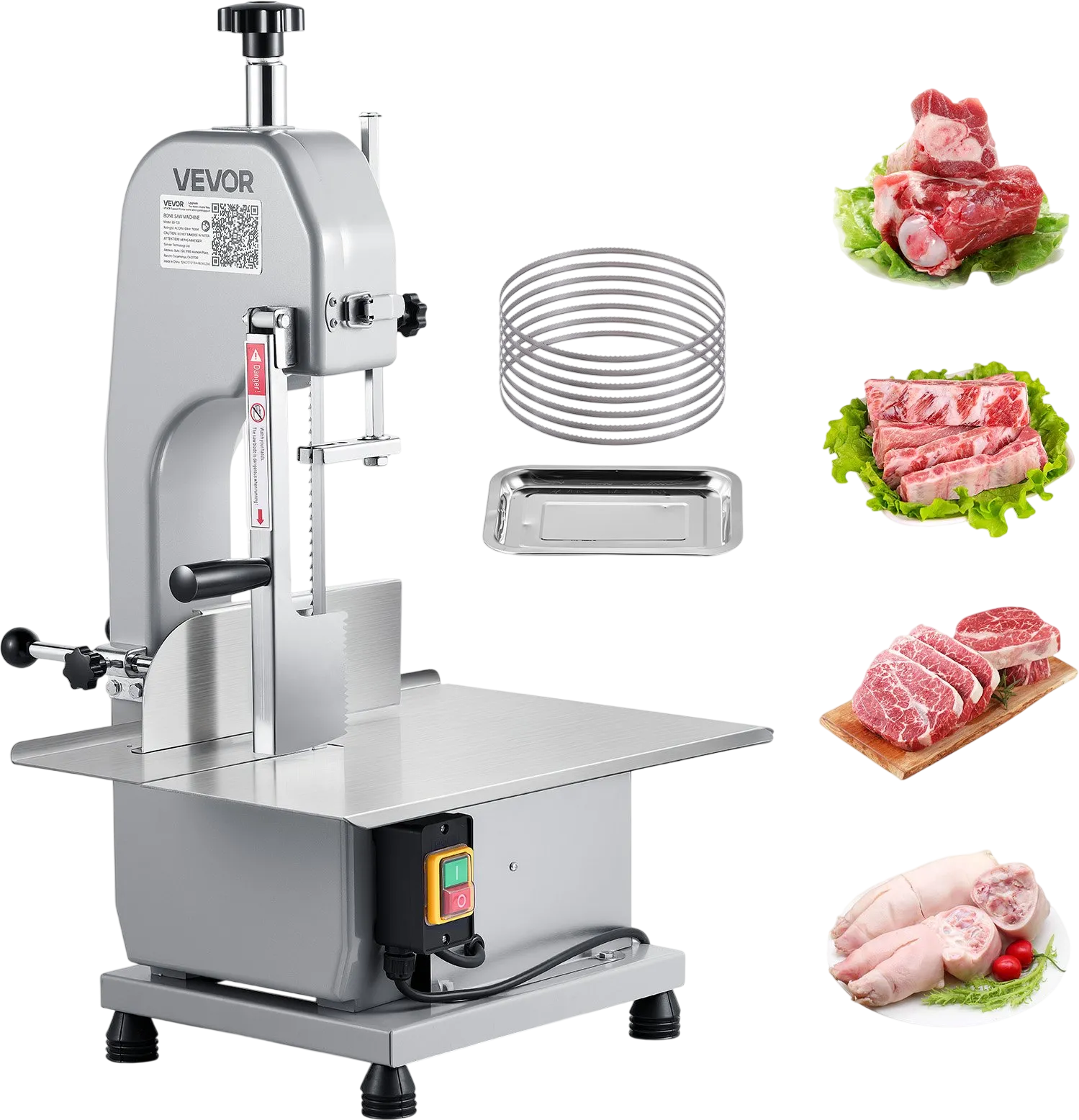 Vevor Electric Meat Bandsaw with 12.4 x 18.1 in. Workbench 0-4.3 in. Cut Thickness 1100W New
