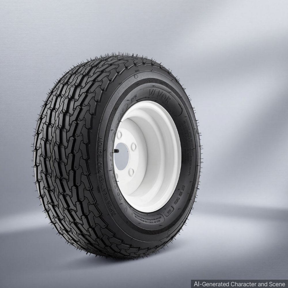 VEVOR 2-Pack Trailer Tire Rim Assembly 20.5x8-10 with 5 Lug on 4.5 in PCD, 6 Ply Load Range C Trailer Tire on 10" White Rims, 2.8 in Center Bore, Max Load 1100LBS 50PSI for Utility/Boat/Camper Trailers