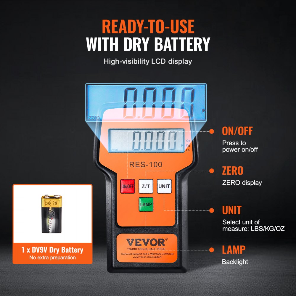 VEVOR Refrigerant Scale 110 LBS HAVC Charging Recovery Freon Scale, with Wired Remote Control, 2g High Precision Electronic Digital Recovery Weight Scale with Case and Dry Battery