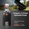 VEVOR 15 Quart Hydraulic Power Unit, Single Acting Dump Trailer Pump, 3200 PSI Max Relief Pressure & 0.91 GPM Flow Rate, DC 12V Hydraulic Pump with Metal Reservoir for Dump Trailer Car Lifting