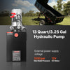 VEVOR 13 Quart Hydraulic Power Unit, Single Acting Dump Trailer Pump, 3200 PSI Max Relief Pressure & 0.91 GPM Flow Rate, DC 12V Hydraulic Pump with Metal Reservoir for Dump Trailer Car Lifting