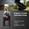 VEVOR 6 Quart Hydraulic Power Unit, Single Acting Dump Trailer Pump, 3200 PSI Max Relief Pressure & 0.91 GPM Flow Rate, DC 12V Hydraulic Pump with Metal Reservoir for Dump Trailer Car Lifting, Black