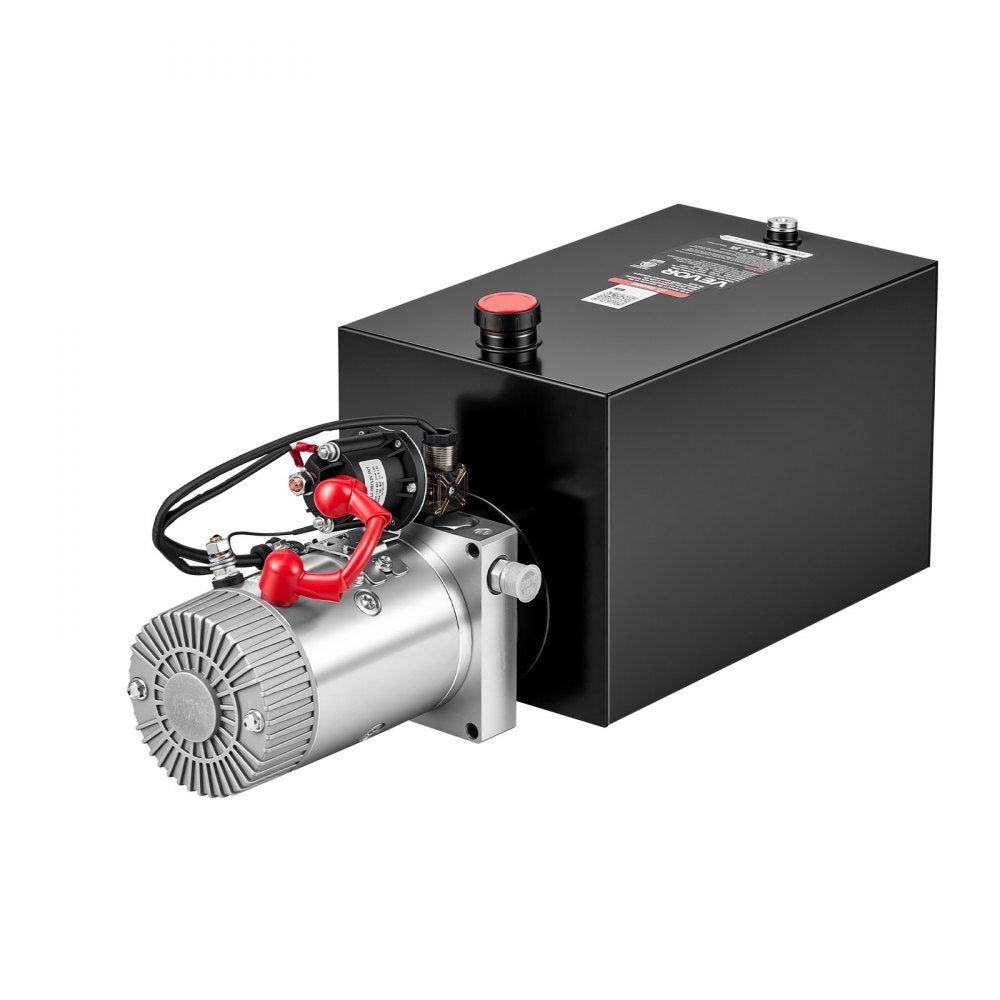 VEVOR 15 Quart Hydraulic Pump, Single Acting Dump Trailer Pump, 3200PSI Max Relief Pressure, 0.91 GPM Flow Rate, DC12V 1.6KW Hydraulic Power Unit for Dump Trailer Car Lifting (Horizontal Installation)