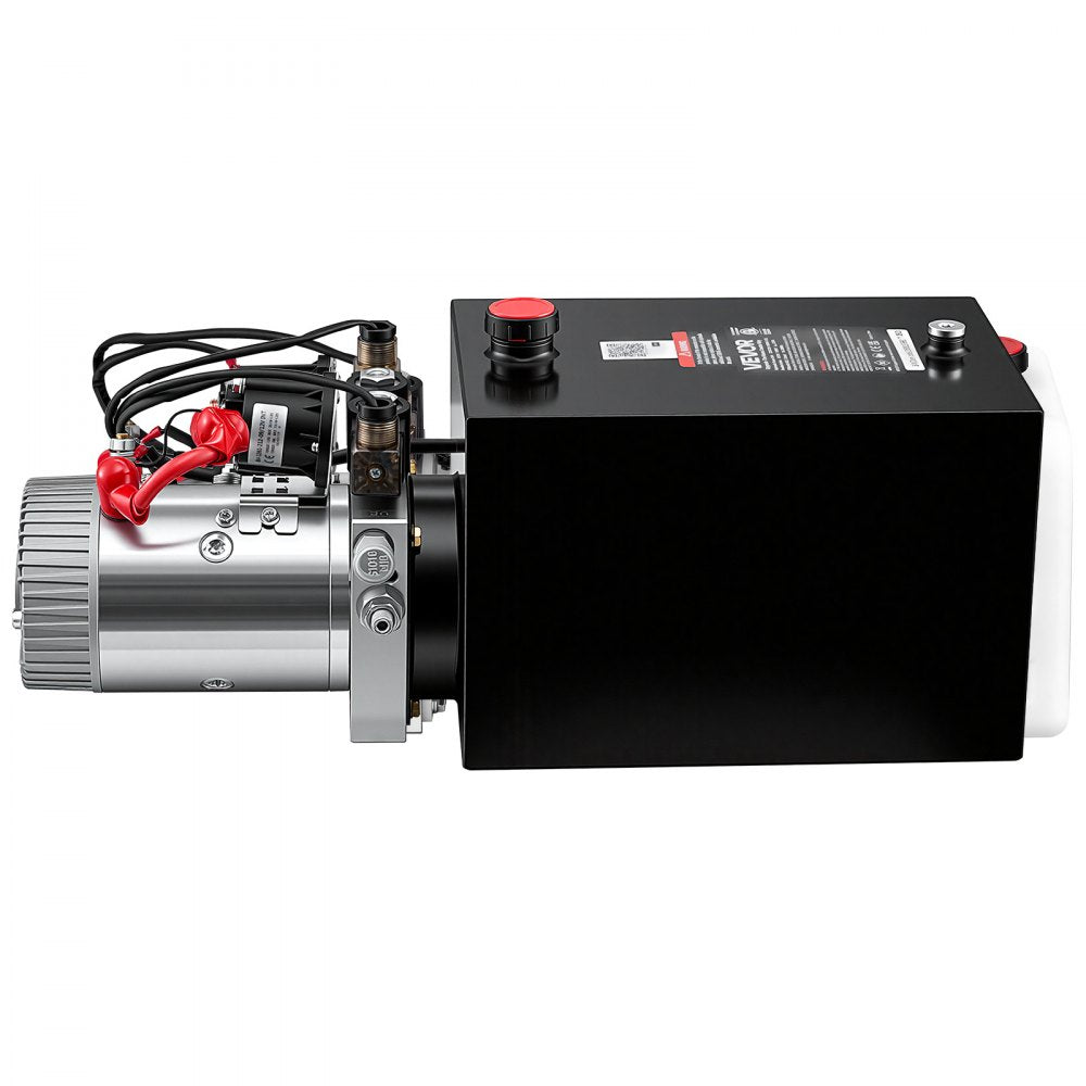 VEVOR 12 Quart Hydraulic Pump, Double Acting Dump Trailer Pump, 3200PSI Max Relief Pressure, 0.91 GPM Flow Rate, DC12V 1.6KW Hydraulic Power Unit for Dump Trailer Car Lifting (Horizontal Installation)