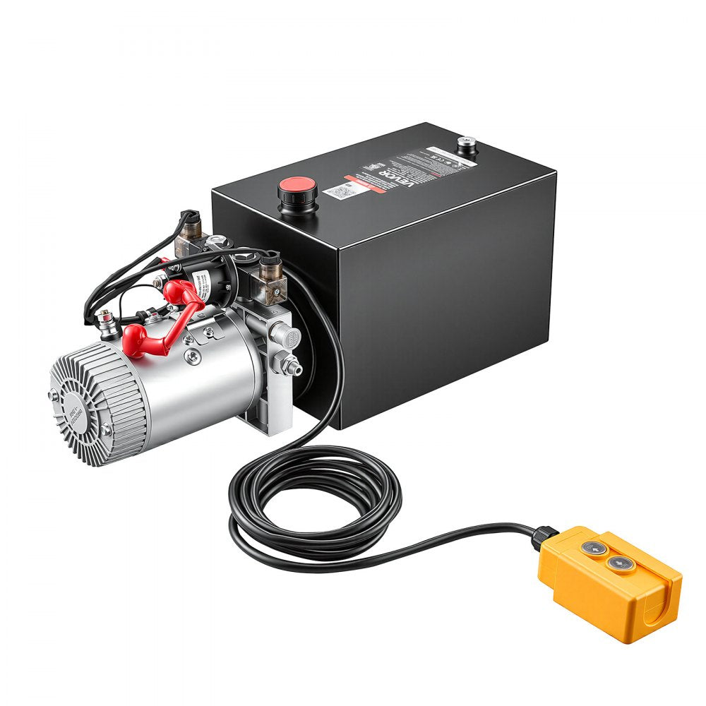 VEVOR 12 Quart Hydraulic Pump, Double Acting Dump Trailer Pump, 3200PSI Max Relief Pressure, 0.91 GPM Flow Rate, DC12V 1.6KW Hydraulic Power Unit for Dump Trailer Car Lifting (Horizontal Installation)