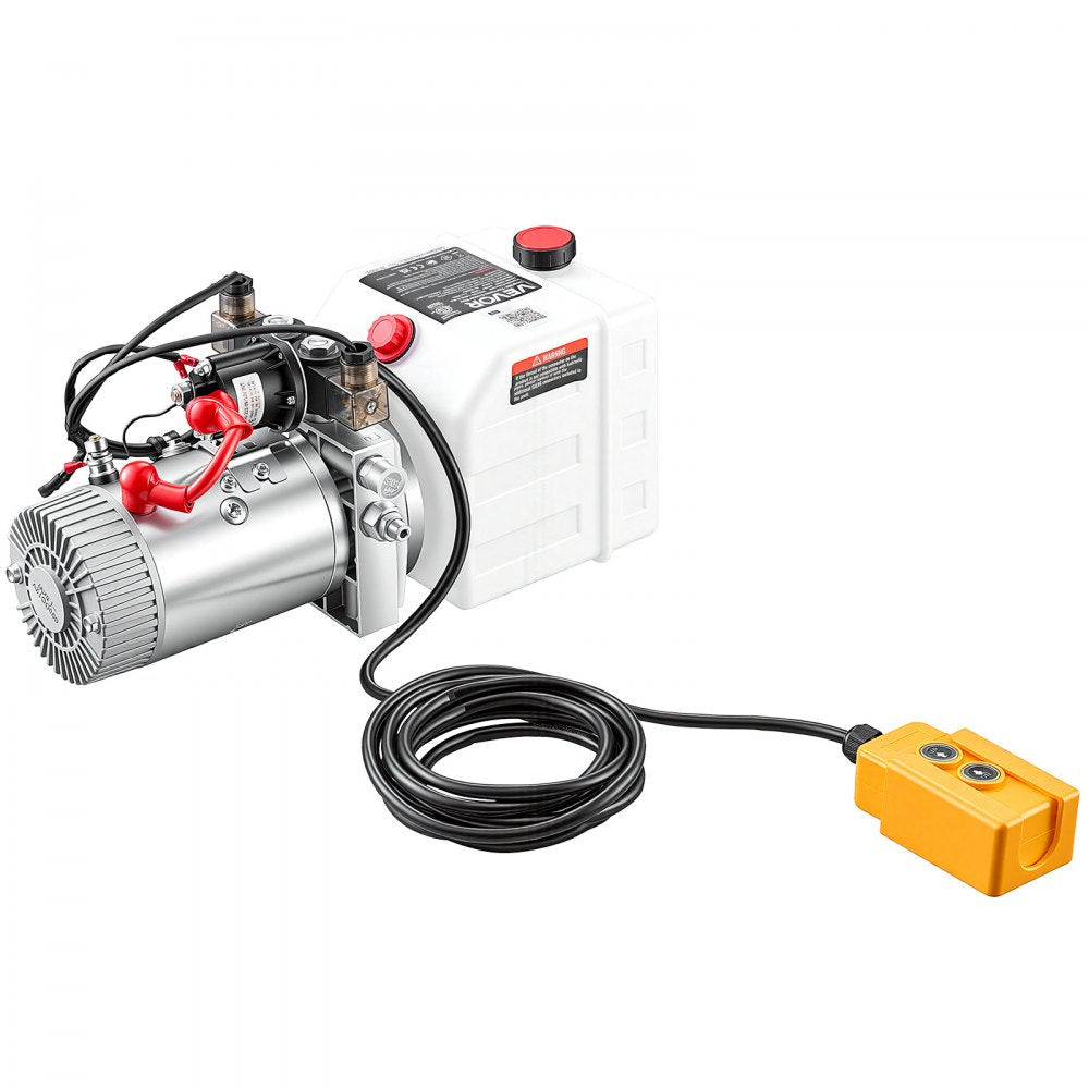VEVOR 4 Quart Hydraulic Pump, Double Acting Dump Trailer Pump, 3200PSI Max Relief Pressure & 0.91 GPM Flow Rate, DC12V 1.6KW Hydraulic Power Unit for Dump Trailer Car Lifting (Horizontal Installation)