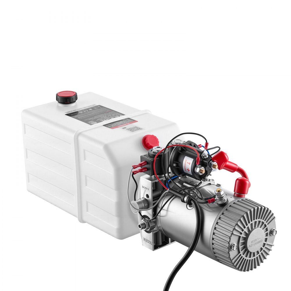 VEVOR 6 Quart Hydraulic Pump, Double Acting Hydraulic Trailer Pump, 3200PSI Max Relief Pressure, 0.91GPM Flow Rate, DC12V 1.6KW Power Unit for Dump Trailer Car Lifting (Horizontal Installation)