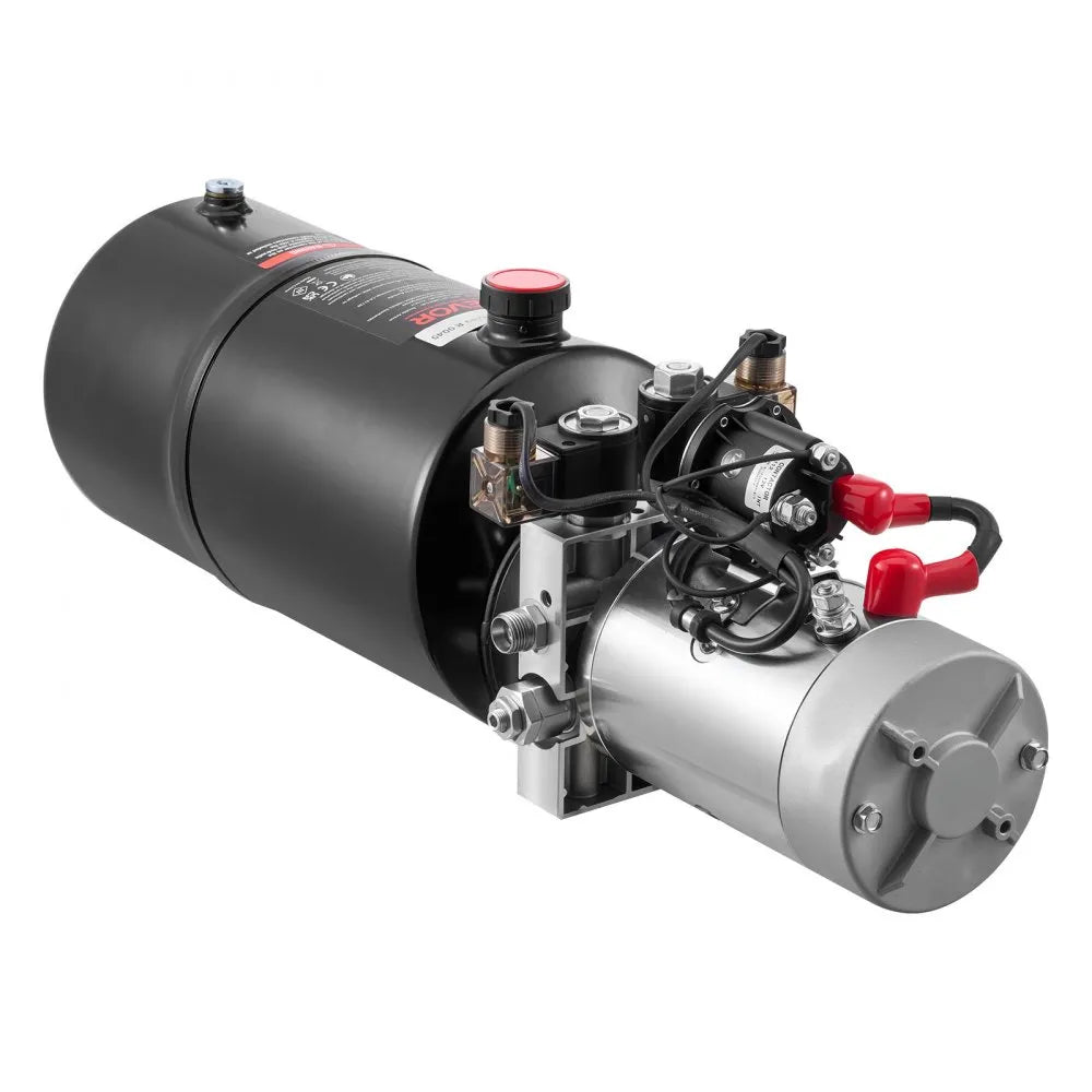 VEVOR 8 Quart Hydraulic Power Unit, Double Acting Dump Trailer Pump, 3200 PSI Max Relief Pressure & 0.91 GPM Flow Rate, DC 12V Hydraulic Pump with Metal Reservoir for Dump Trailer Car Lifting