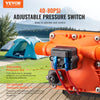 VEVOR 12V Diaphragm Pump, 3 GPM (11.36 L/min), 4-Chamber 12 Volt DC Water Pump with Automatic Pressure Switch 40-100 PSI Adjustable, 55 PSI, 1/2'' MNPT Port, for RV Yacht Food Truck Camper Marine