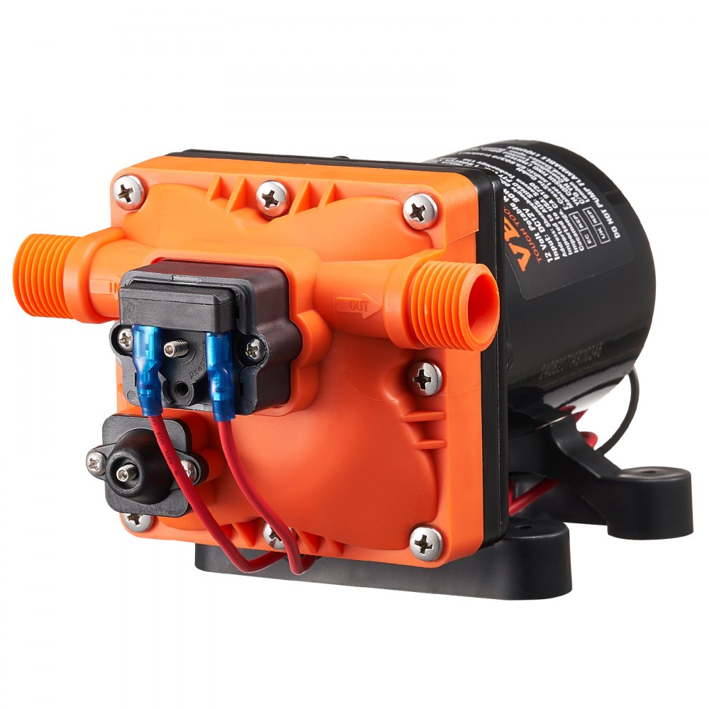 VEVOR 12V Diaphragm Pump, 3 GPM (11.36 L/min), 4-Chamber 12 Volt DC Water Pump with Automatic Pressure Switch 40-100 PSI Adjustable, 55 PSI, 1/2'' MNPT Port, for RV Yacht Food Truck Camper Marine