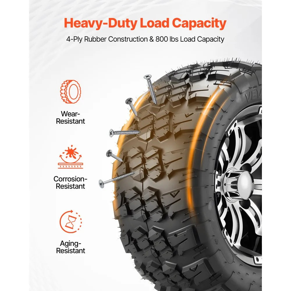 VEVOR Golf Cart Wheels, 12" 20x10-12 Black Aluminum Alloy Golf Cart Tires and Wheels Combo (Set of 4) Fit Club Car, EZGO, Yamaha, 4 Ply Rubber 4-Lug Lawn Mower Tires & Rims, 800 lbs Load, All-Terrain