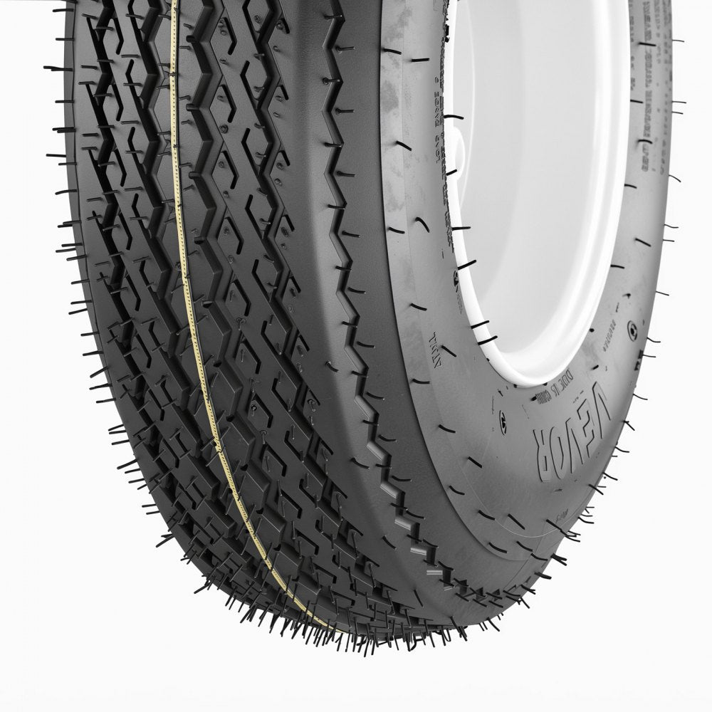 VEVOR 2-Pack Trailer Tire Rim Assembly 4.80-12 with 5 Lug on 4.5 in PCD, 6 Ply Load Range C Trailer Tire on 12" White Rims, 2.8 in Center Bore, Max Load 990LBS 90PSI for Utility/Boat/Camper Trailers
