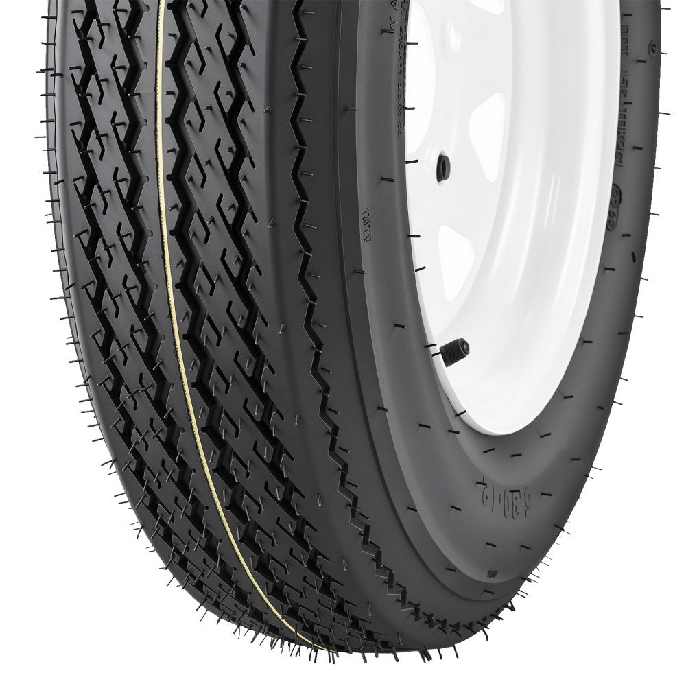 VEVOR 2-Pack Trailer Tire Rim Assembly 5.30-12 with 5 Lug on 4.5 in PCD, 6 Ply Load Range C Trailer Tire on 12" White Rims, 2.8 in Center Bore, Max Load 1050LBS 80PSI for Utility/Boat/Camper Trailers