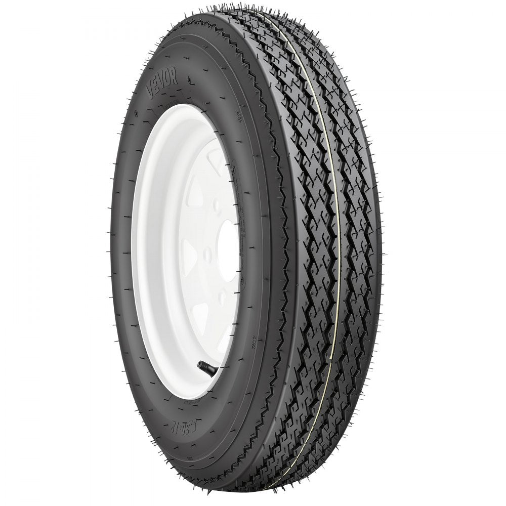 VEVOR 2-Pack Trailer Tire Rim Assembly 5.30-12 with 5 Lug on 4.5 in PCD, 6 Ply Load Range C Trailer Tire on 12" White Rims, 2.8 in Center Bore, Max Load 1050LBS 80PSI for Utility/Boat/Camper Trailers