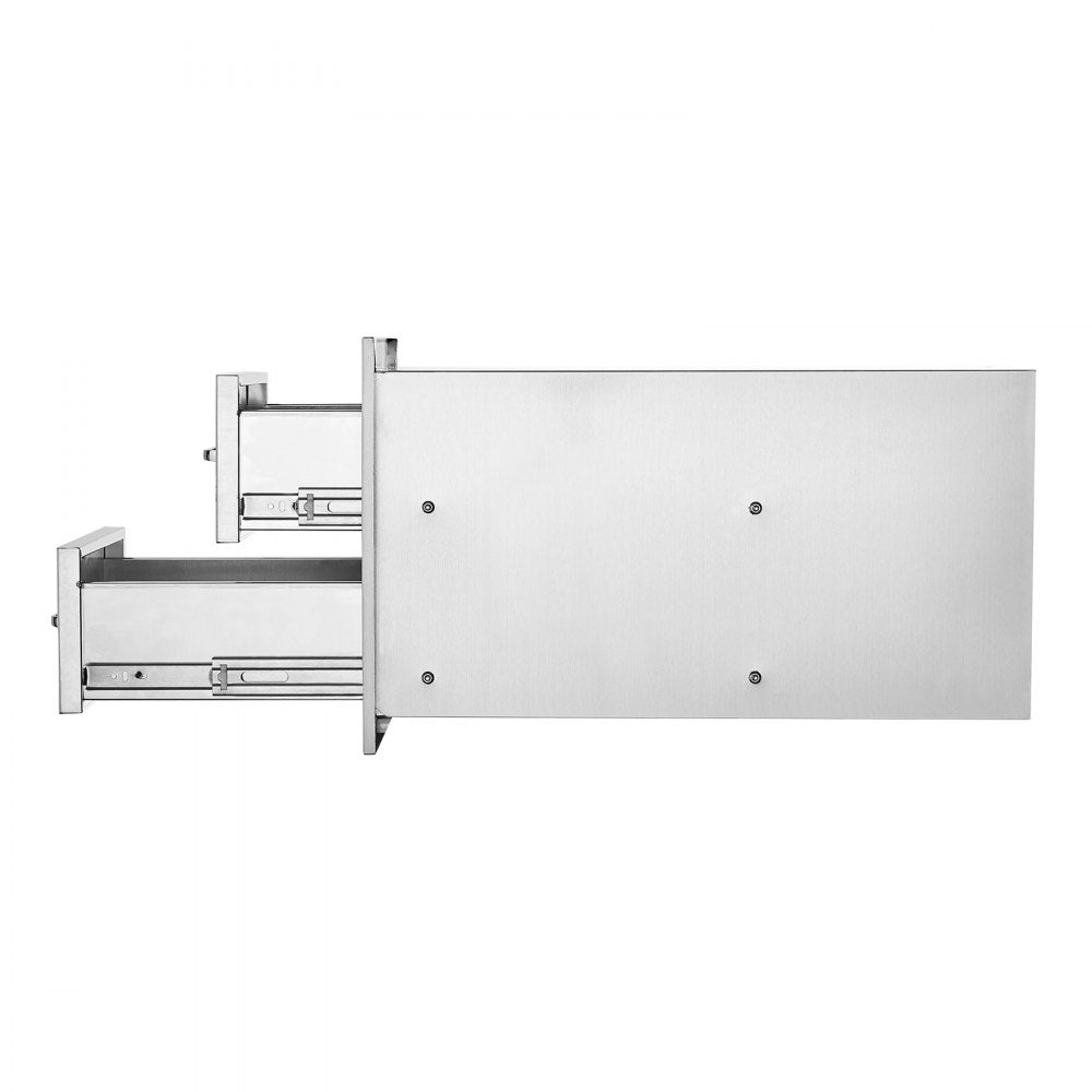 VEVOR Outdoor Kitchen Drawers 14W x 14.4H x 23D Inch, Flush Mount Double BBQ Drawers Stainless Steel with Handle, BBQ Island Drawers for Outdoor Kitchens or Grill Station