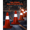 VEVOR 12Pack 18\" Traffic Cones, Safety Road Parking Cones PVC Base, Orange Traffic Cone with Reflective Collars, Hazard Construction Cones for Home Traffic Parking