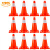 VEVOR 12Pack 18\" Traffic Cones, Safety Road Parking Cones PVC Base, Orange Traffic Cone with Reflective Collars, Hazard Construction Cones for Home Traffic Parking