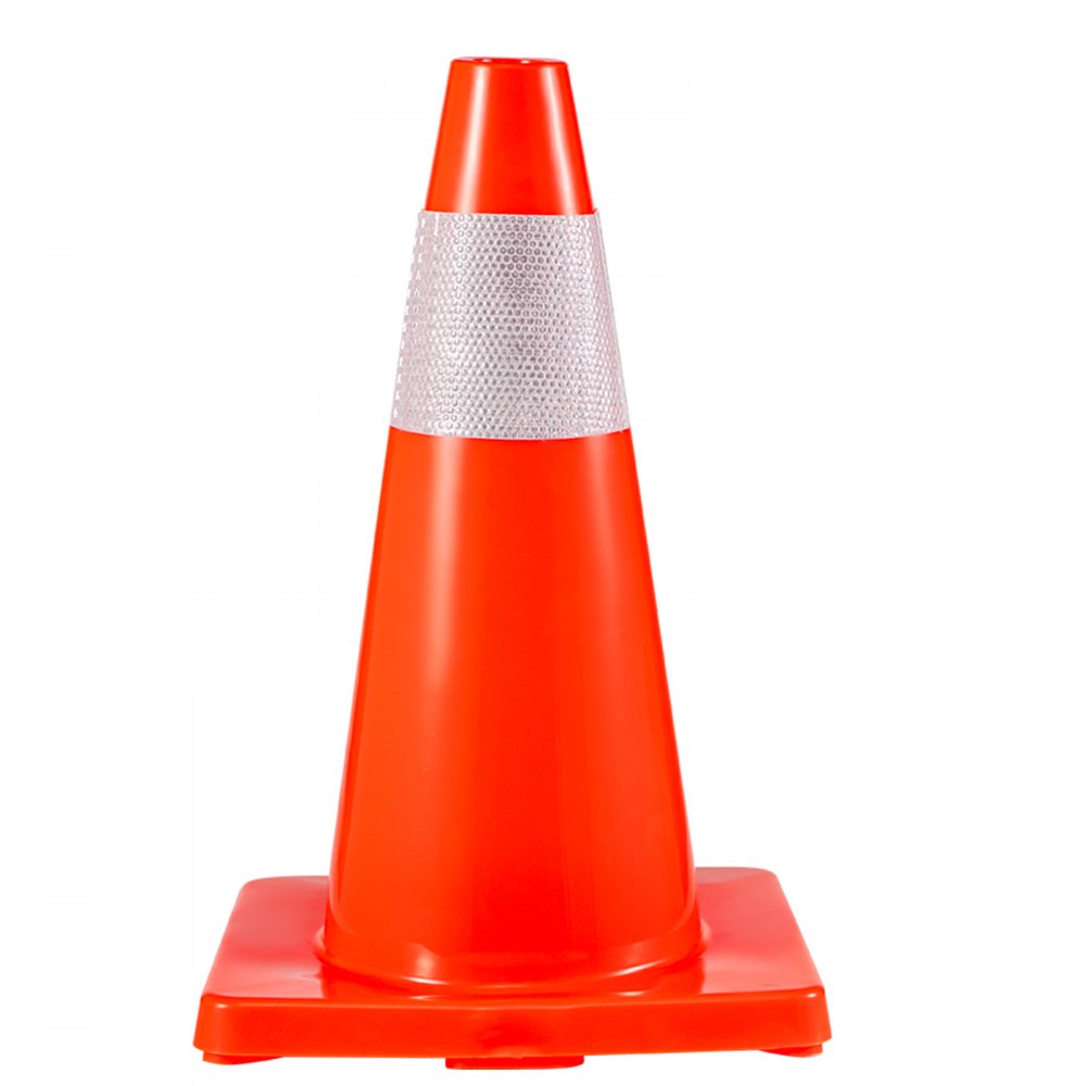 VEVOR 12Pack 18\" Traffic Cones, Safety Road Parking Cones PVC Base, Orange Traffic Cone with Reflective Collars, Hazard Construction Cones for Home Traffic Parking