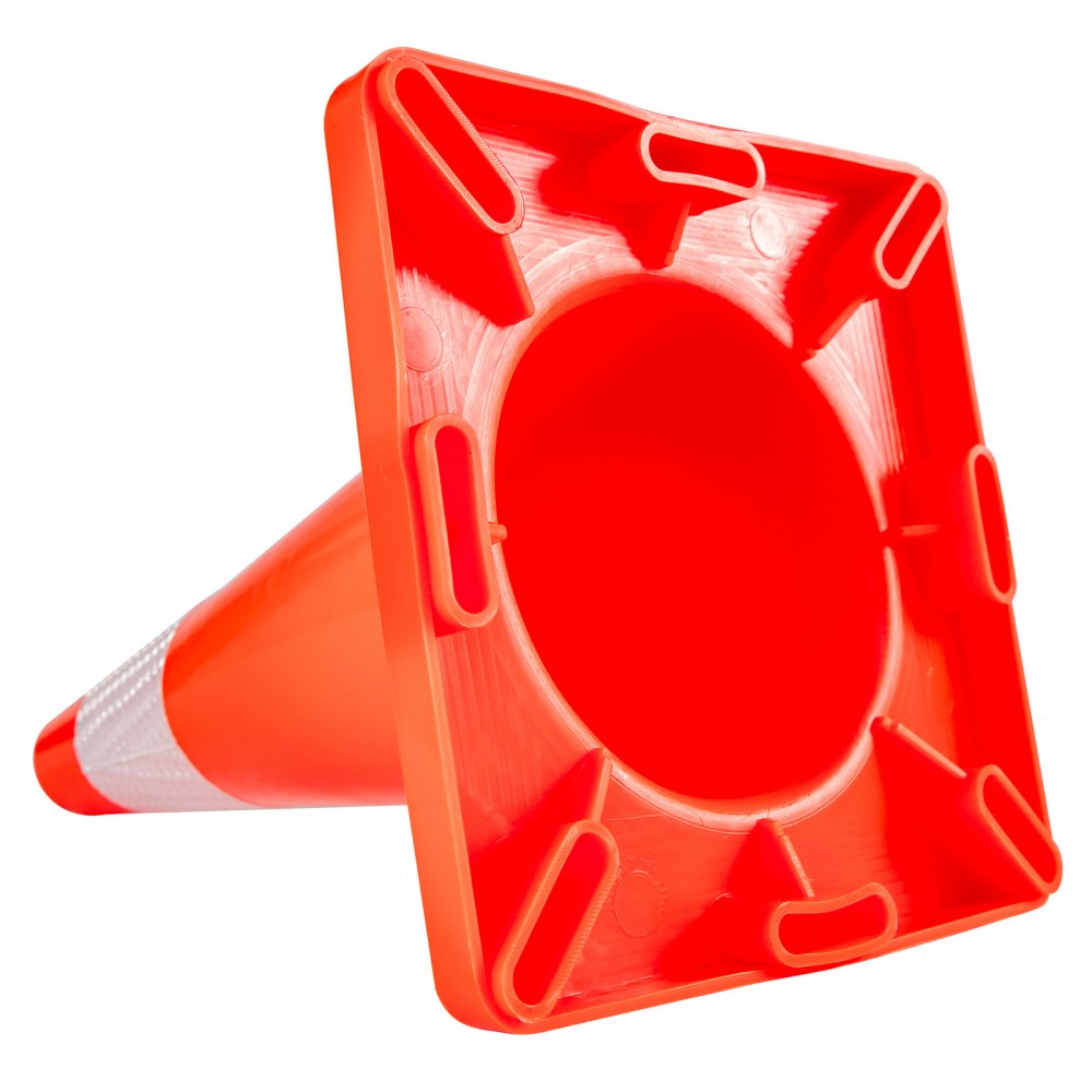 VEVOR 12Pack 18\" Traffic Cones, Safety Road Parking Cones PVC Base, Orange Traffic Cone with Reflective Collars, Hazard Construction Cones for Home Traffic Parking