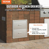 VEVOR Outdoor Kitchen Drawers 17.8W x 20.2H x 12.2D Inch, Flush Mount Double BBQ Drawers Stainless Steel with Handle, BBQ Island Drawers for Outdoor Kitchens or Patio Grill Station