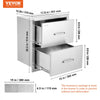 VEVOR Outdoor Kitchen Drawers 17.8W x 20.2H x 12.2D Inch, Flush Mount Double BBQ Drawers Stainless Steel with Handle, BBQ Island Drawers for Outdoor Kitchens or Patio Grill Station